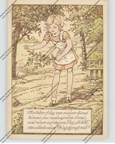 PFINGSTEN - Mädchen mit Maikäfern, "Maikäfer flieg...., Künstler Alfred Knesebeck