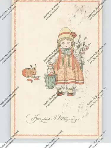 OSTERN - Hübsches Mädchen und ein aus dem Ei schlüpfender Hase, Munk Wien # 1062