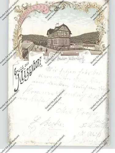 0-6000 SUHL - MÄBENDORF, Lithographie 1898, Bahnhof / Station Mäbendorf, Soldatenbrief, Bahnpost