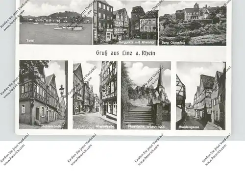 5460 LINZ, Gruss aus..., Burg Ockenfels, Mühlenstrasse, Rheinstrasse, Hundelsgasse....