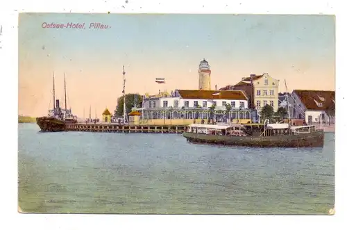 OSTPREUSSEN - PILLAU / BALTIJSK, Ostsee-Hotel, Fährschiff, Leuchtturm