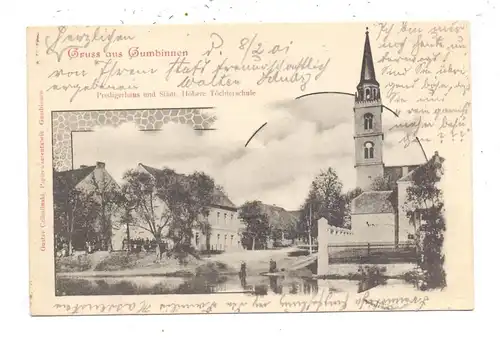 OSTPREUSSEN - GUMBINNEN / GUSSEW, Predigerhaus und Städt. Höhere Töchterschule, 1901