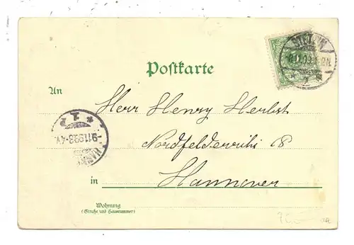 POMMERN - STETTIN / SZCZECIN, Lithographie 1899, Königsplatz, Berliner Thor, Denkmal Friedrich II