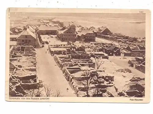 OSTPREUSSEN - GERDAUEN / SCHELESNODOROSCHNY, Zerstörungen 1. Weltkrieg