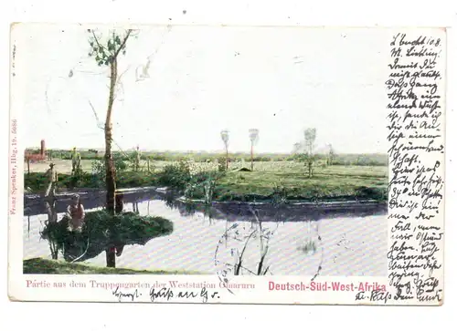 DEUTSCHE KOLONIEN - DEUTSCH SÜDWEST AFRIKA - OMARURU, Truppengarten, color 1905 v. Lüderitzbucht nach Stargard befördert