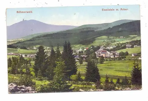 BÖHMEN & MÄHREN - MARKT EISENSTEIN / ZELEZNA RUDA, Ortsansicht mit Arber, 1908