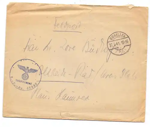 OSTPREUSSEN - BROKELLEN, Feldpost-Brief 1941 2.Weltkrieg, mit Inhalt