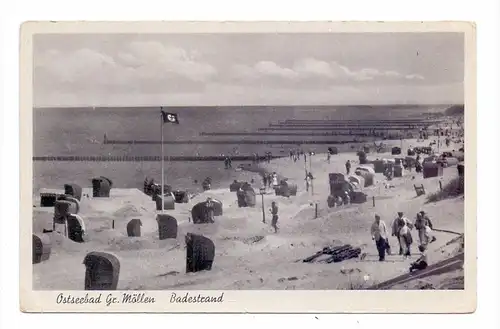 POMMERN - GROSSMÖLLEN / MIELNO, Badestrand, NS-Beflaggung, 1943