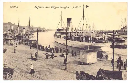 POMMERN - STETTIN / SZCZECIN, Abfahrt des Rügendampfers "ODIN"