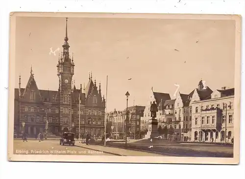 WESTPREUSSEN - ELBING / ELBLAG, Friedrich-Wilhelm-Platz und Rathaus, kl. Eckknick