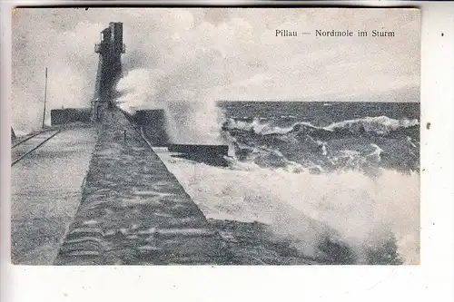 OSTPREUSSEN - PILLAU / BALTIJSK, Nordmole im Sturm, 1923