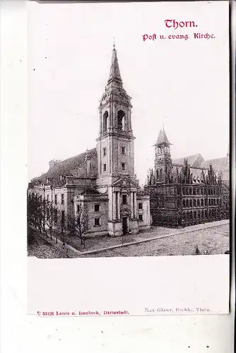 WESTPREUSSEN - THORN / TORUN, Post & ev. Kirche, ca. 1905, ungeteilte Rückseite