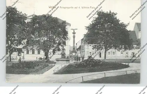 0-6518 WEIDA, Wilhelm-Platz, Denkmal, belebte Szene, Bahnpost
