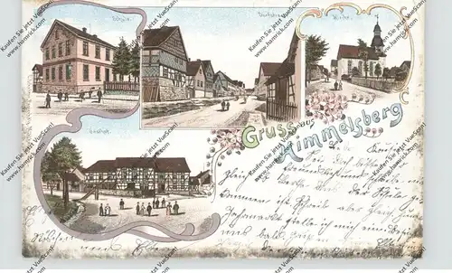 0-5400 SONDERSHAUSEN - HIMMELSBERG, Lithographie, Gasthof, Dorfstrasse, Schule, Kirche, kl. Eckknick