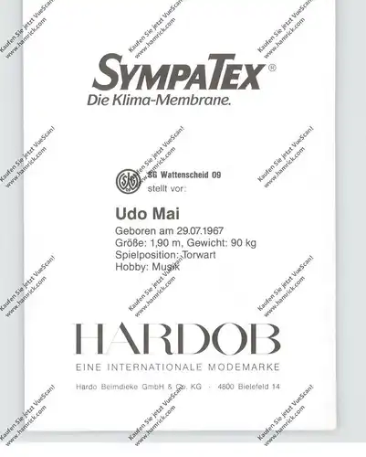 FUSSBALL - WATTENSCHEID 09 - UDO MAI, Autogramm