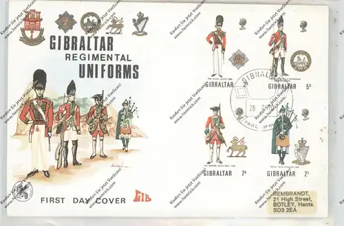 GIBRALTAR - 1970, Regimental Uniforms, Michel 237 - 240, FDC