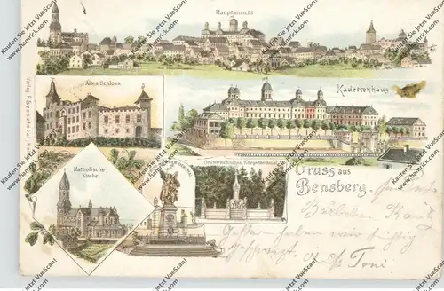 5060 BERGISCH GLADBACH - BENSBERG, Lithographie 1903, 6 Ansichten, kl. Druckstelle und Kleberest