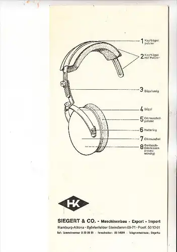SCHIESSEN - Gehörschutz DC-Gehörmax, Siegert & Co., Instruktionsblatt, 1976