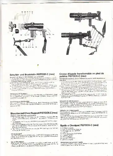 GEWEHR - PISTOCK-C Schulter- und Bruststativ, Instruktionsblatt, mehrsprachig