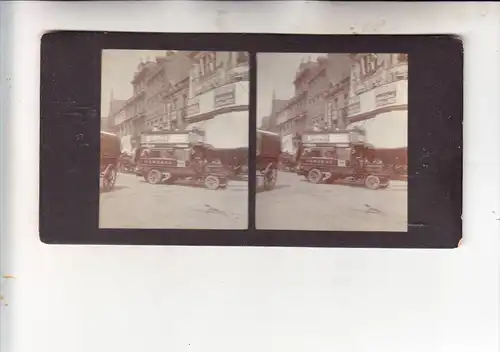 LONDON - Street scene, Bus , Stereo - Photo, ca. 1900