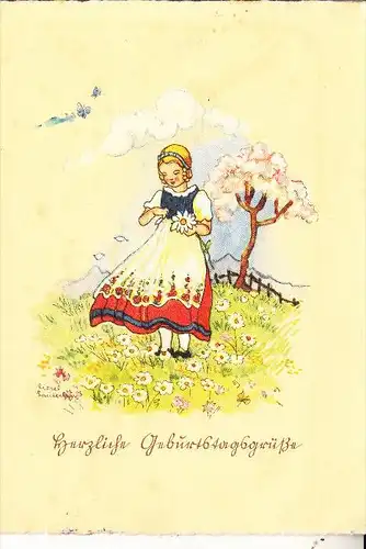 KINDER / Children / Enfants / Bambini / Ninos / Kinderen - Künstler-Karte Liesel Lauterkorn, "Herzliche Geburtstags..