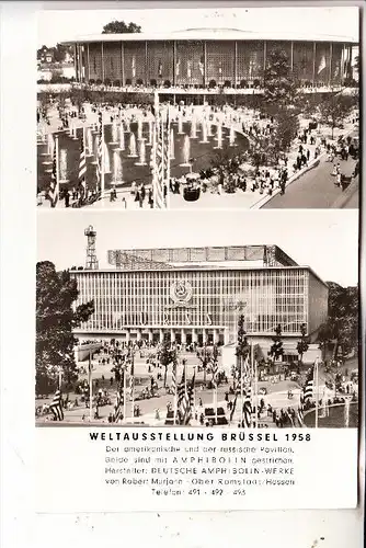 EXPO - BRUSSEL 1958, Pavillon USA / RUSSIA, Werbe-Karte Deutsche Amphilobin Ober-Ramstadt