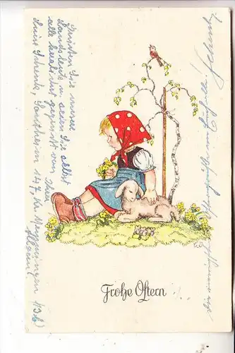 KINDER / Children / Enfants / Bambini / Ninos / Kinderen - Künstler-Karte, Kind mit Lamm