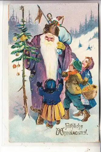 WEIHNACHTEN - SANTA, geprägt / embossed / relief - Violett / purple / pourpre - good condition