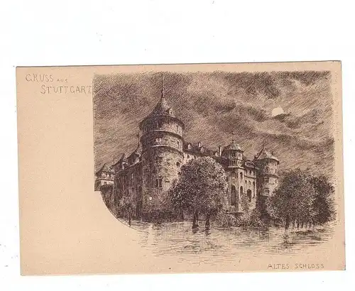 7000 STUTTGART, Schloß, Künstler-Karte Angerer - Berlin, ca. 1905