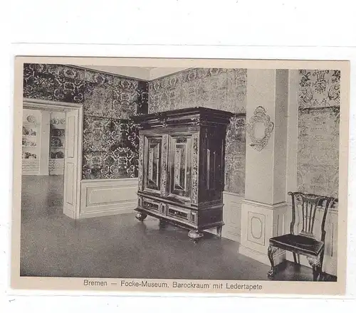 2800 BREMEN, Focke-Museum, Barockraum mit Ledertapete, Schrank, Spiegel, Stuhl...