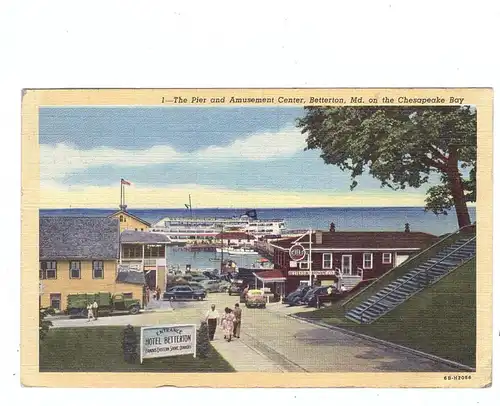 USA - MARYLAND - BETTERTON, Pier, Amusement Center, Beach, GULF Petrol Station, Oldtimer, S.S. Bay Belle