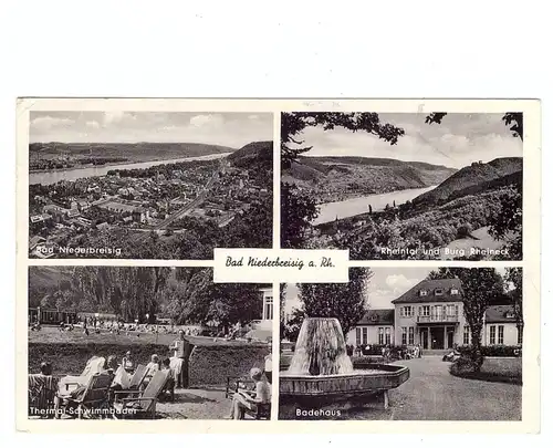 5484 BAD BREISIG - NIEDERBREISIG, Burg Rheinecl, Rheintal, Badehaus, Thermal Schwimmbecken, frühe 50 Jahre