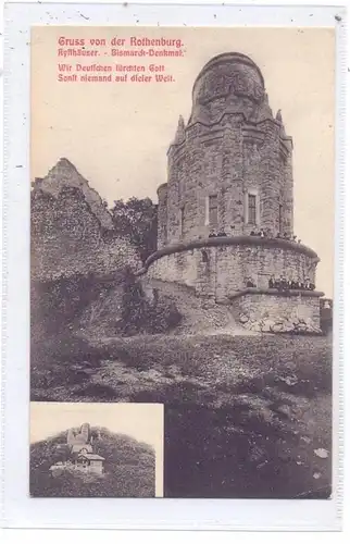 0-4712 KYFFHÄUSER, Gruss von der Rothenburg, Kyffhäuser, Bismarck-Denkmal, 1907