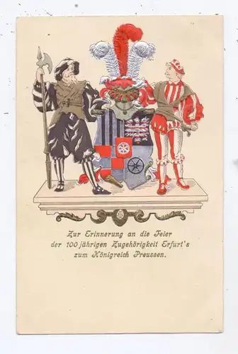 0-5000 ERFURT, 100 Jahre Zugehörigkeit zum Königreich Preussen, Stadtwappen, Präge-Karte
