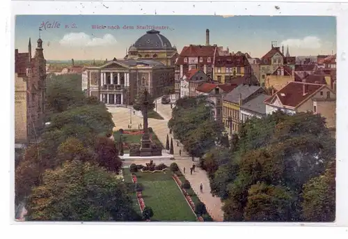 0-4000 HALLE / Saale, Blick zum Stadttheater, 1918