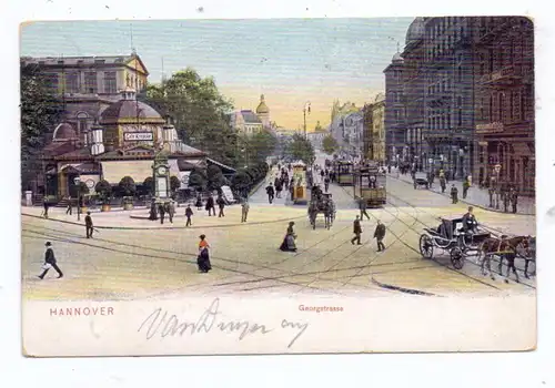 3000 HANNOVER, Georgstrasse, Droschken, Strassenbahn, 1906, color