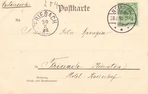 0-3705 ILSENBURG, Gruss aus, Panorama, 1898, nach Friesach / Kärnten befördert