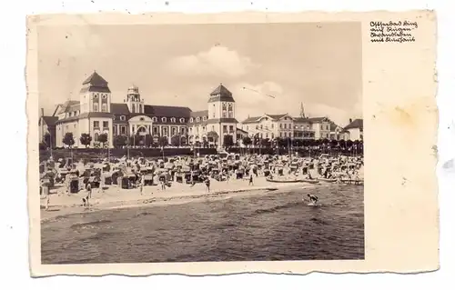 0-2337 BINZ / Rügen, Kurhaus, Strandleben, NS-Beflaggung, kl. Randfleck, 1936