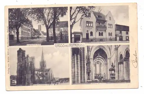 F 68250 ROUFFACH / RUFACH, Kaiserliches Postamt, Ortseingang, Kirche - innen und aussen, 1907
