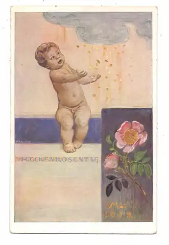 KINDER - Künstler-Karte HERMANN KAULBACH, Nackter Junge im Goldregen