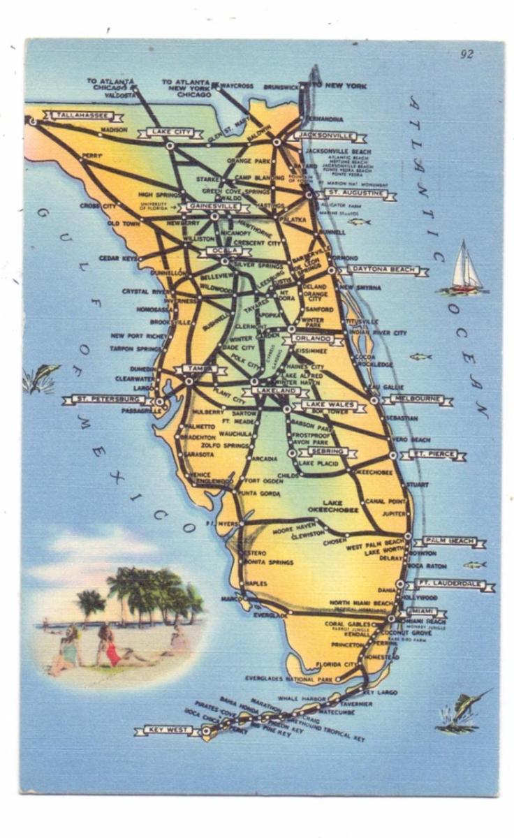 LANDKARTEN / MAPS FLORIDA, 1955 Nr. 444114490 oldthing