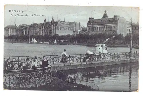 2000 HAMBURG, Binnenalster, Alsterdamm, belebte Szene