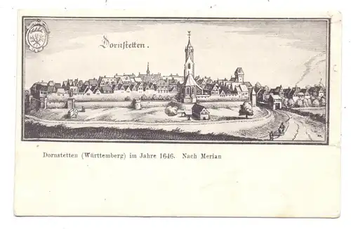 7294 DORNSTETTEN, Historische Ansicht 1646, nach Merian, kl. Einriss