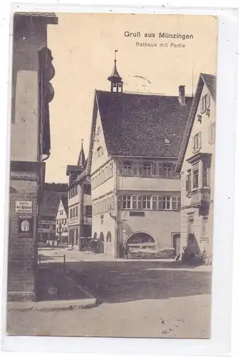 7420 MÜNSINGEN, Rathaus und Umgebung, 1912
