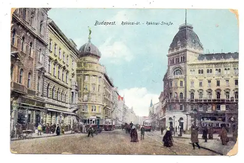 H 1000 BUDAPEST, Rakoszi-Strasse, 1916, deutsche Feldpost, Festungs- und Eisenbahn - Bau Kompanie, Ecken berieben