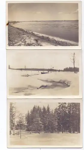 LATVIJA / LETTLAND - ÜXKÜLL / IKSKILE - BORKOWITZ,3 Photo-AK, Stellungen an der Düna, 1917