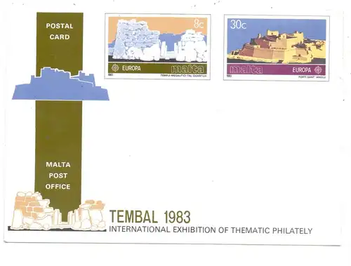 MALTA, 1983, TEMBAL 1983, postal stationery, Druckstelle