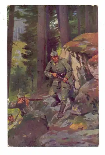 MILITÄR - 1.Weltkrieg, Künstler-Karte "Vorposten, 1917, Stempel Gross-Büllesheim Kreis Rheinbach