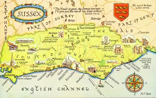 LANDKARTEN / MAPS - SUSSEX