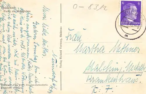 0-8312 HEIDENAU, Partie am Mühlengraben, 1943,  kl. Cafefleck